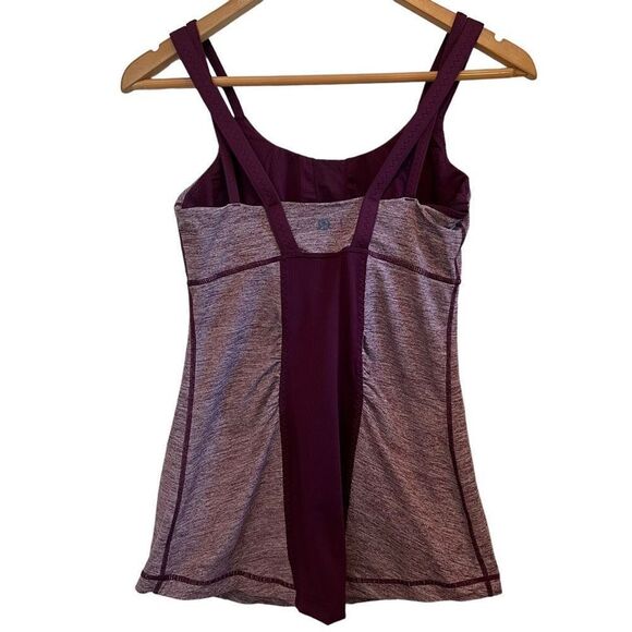 Lululemon Longline Bra Tank Size 6 Color Block Burgundy - Picture 2 of 5